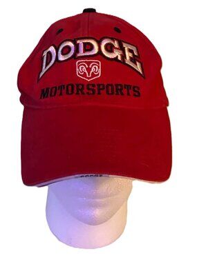 Dodge Motorsports Red Baseball Cap Hat Ram Logo NASCAR Racing 100% Cotton